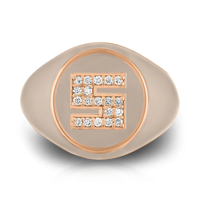 Spark Pinky Square Signet Ring Letter "R"