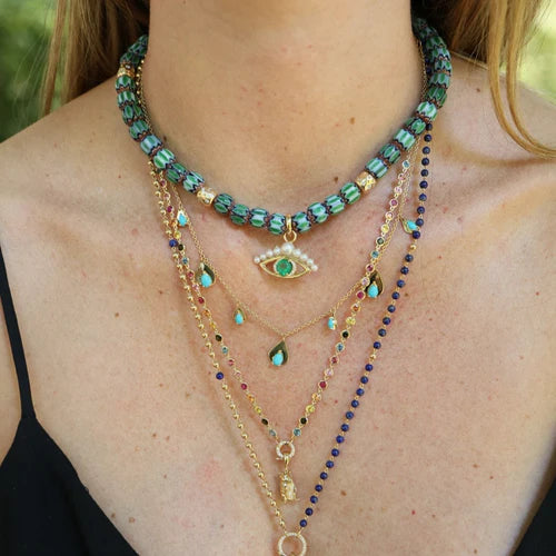 Colored Bezel Closure Necklace