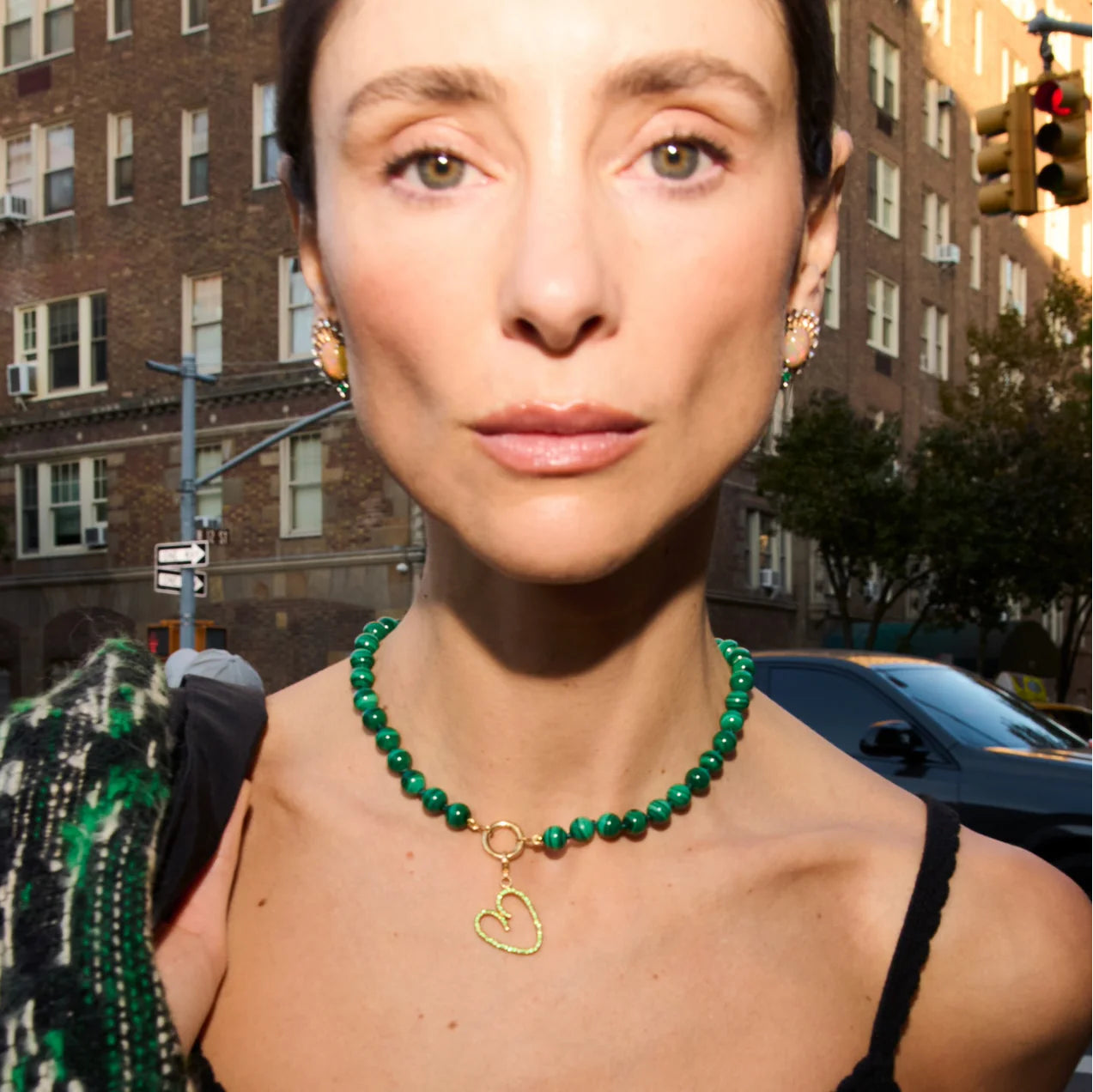 Malachite Beaded Clasp Necklace