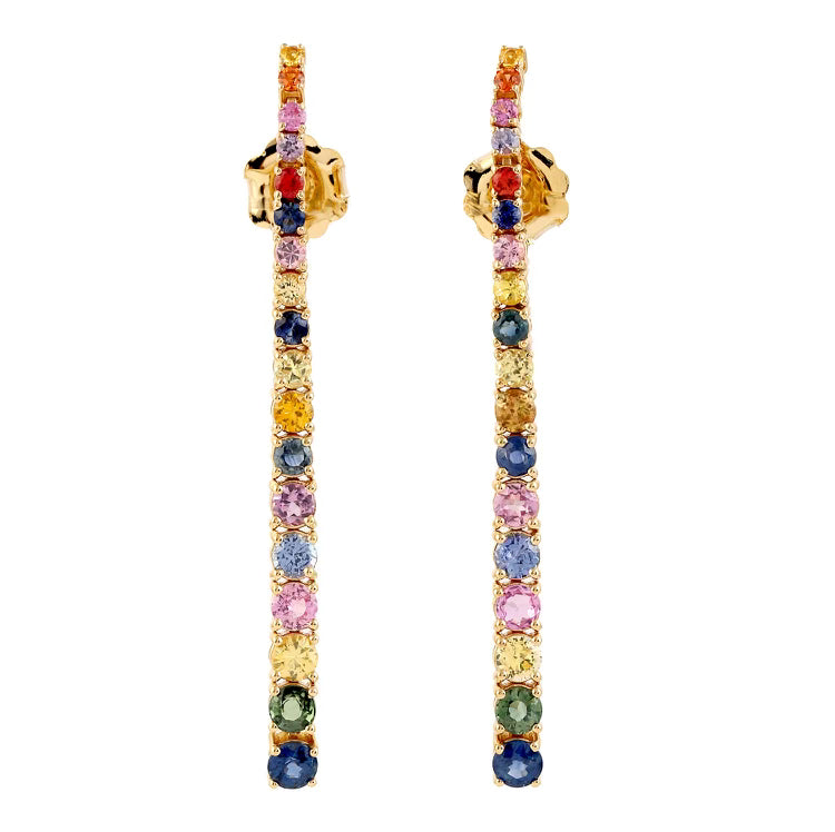 Multicolor Sapphire Graduated Earrings