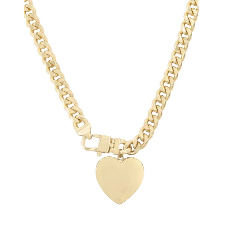 Gold Julian XL Heart Cuban Chain Necklace 18'