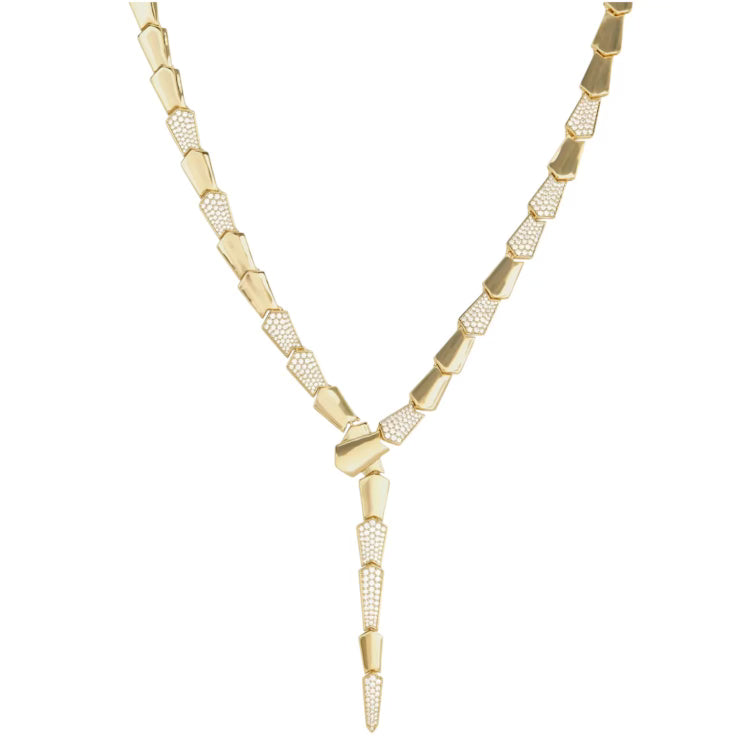 Pave Serpent Lariat Necklace
