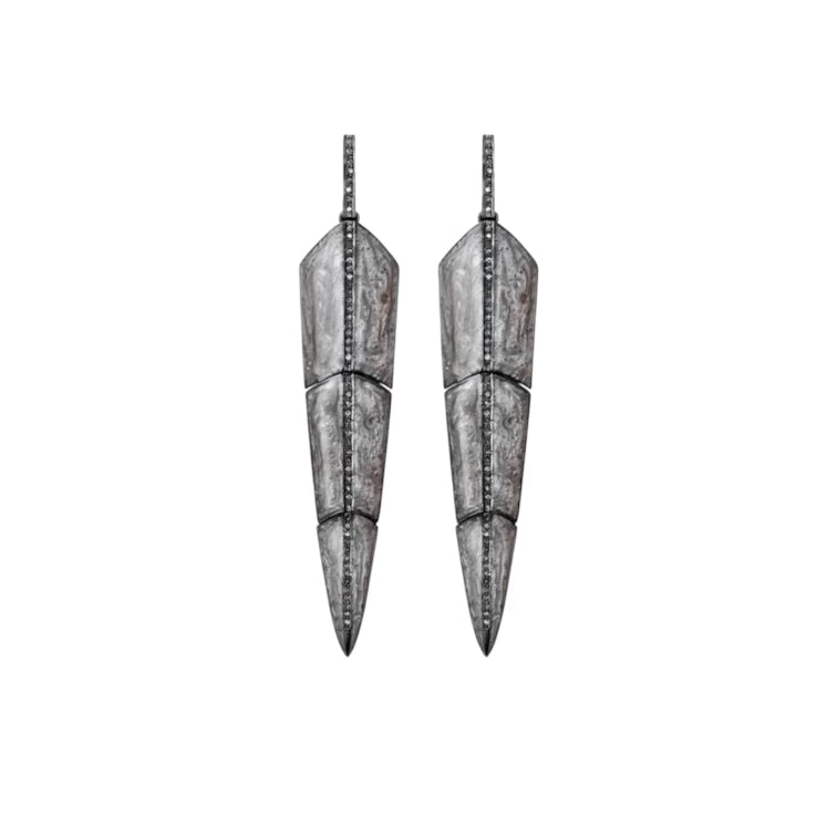 Small Pearl Brown Feather Earrings