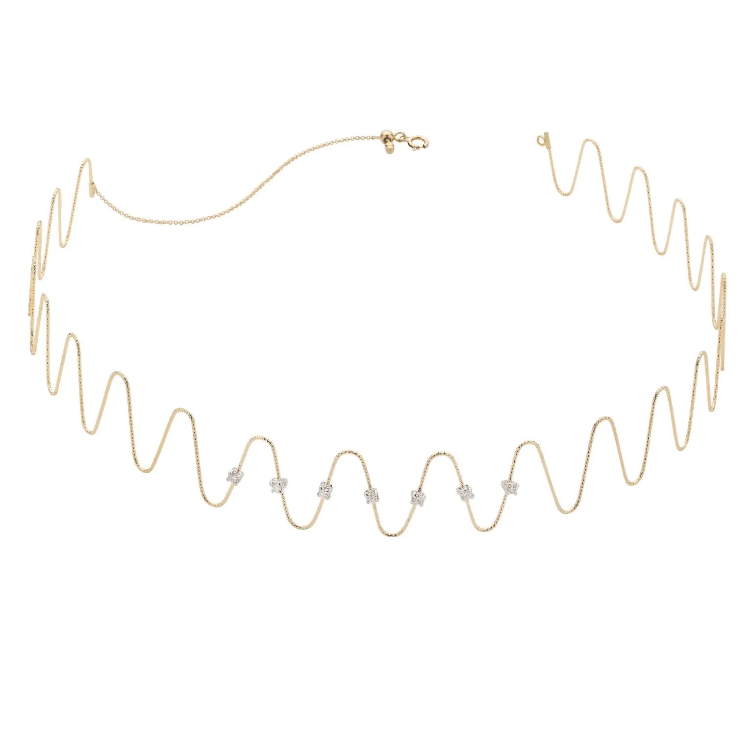 Wave Choker Necklace with Diamond