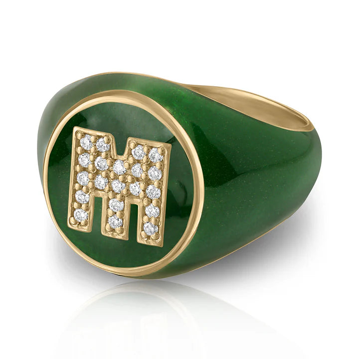 Spark Pinky Square Signet Ring with Horseshoe