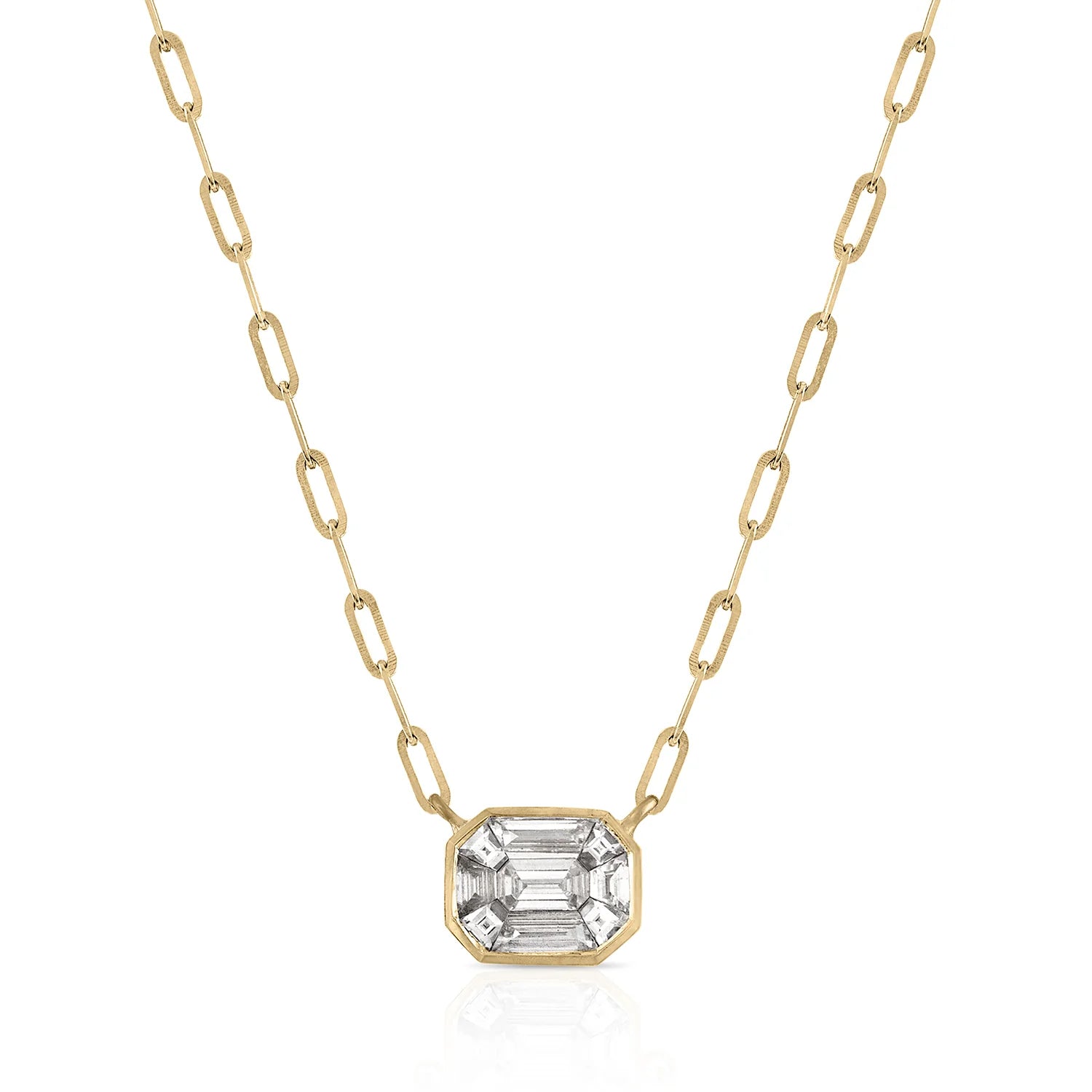 Emerald Cut Link Chain Necklace