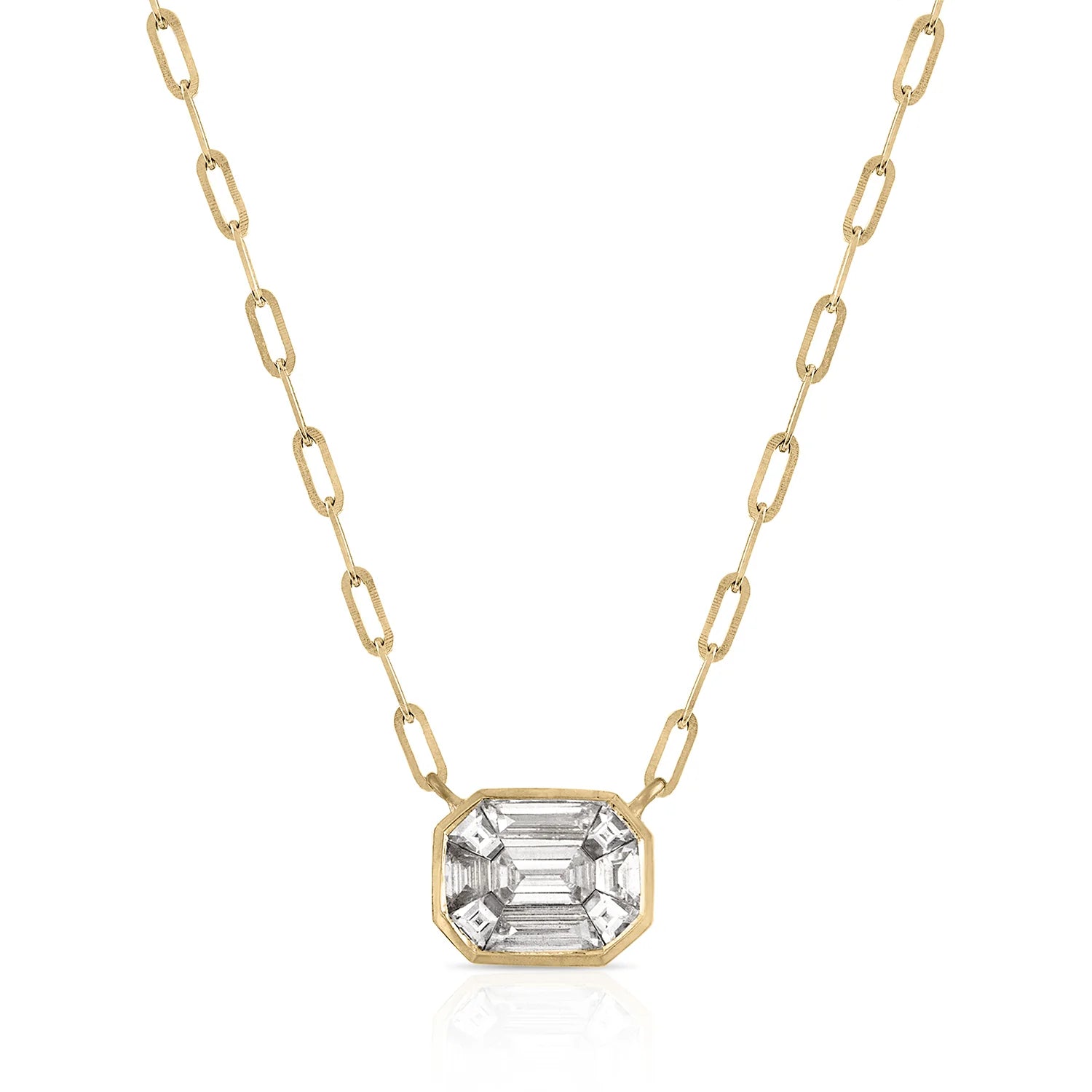 Emerald Cut Link Chain Necklace