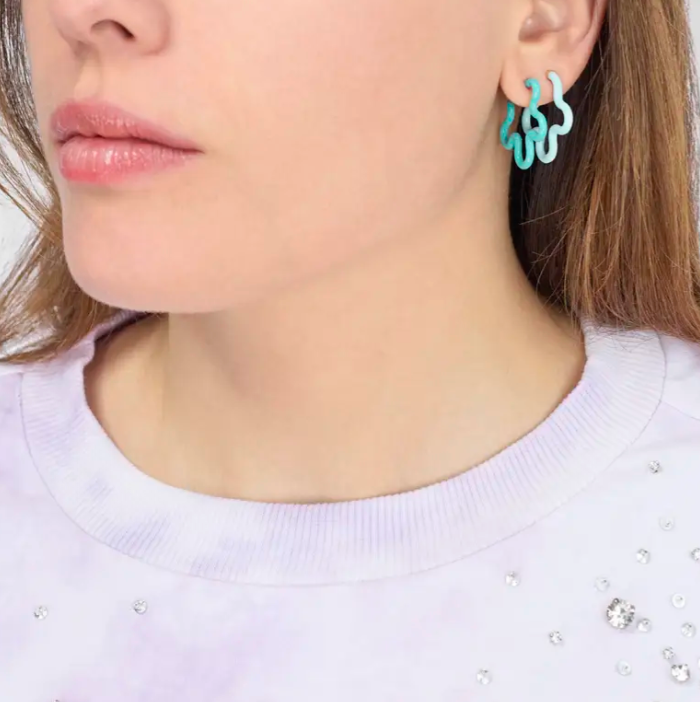 Blue & Mint Flower Earrings