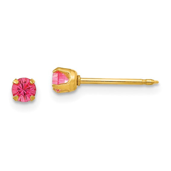 Inverness 14k 3mm Crystal Birthstone Post Earrings [pink]