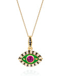 'Life in Colour' - Green with Pink Topaz Eye Pendant Necklace