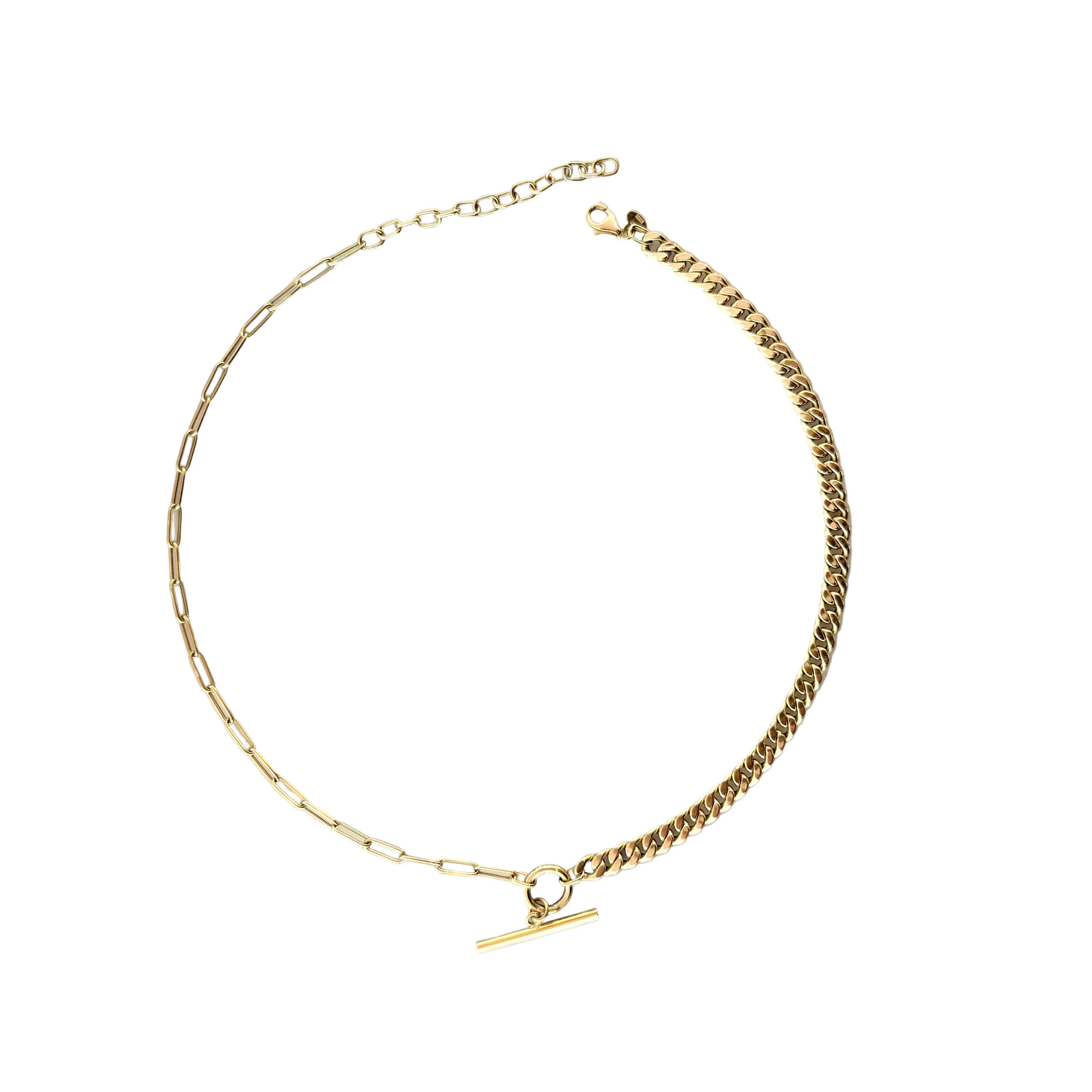 Half Paperclip Half Cuban Link Toggle Chain 7.0g