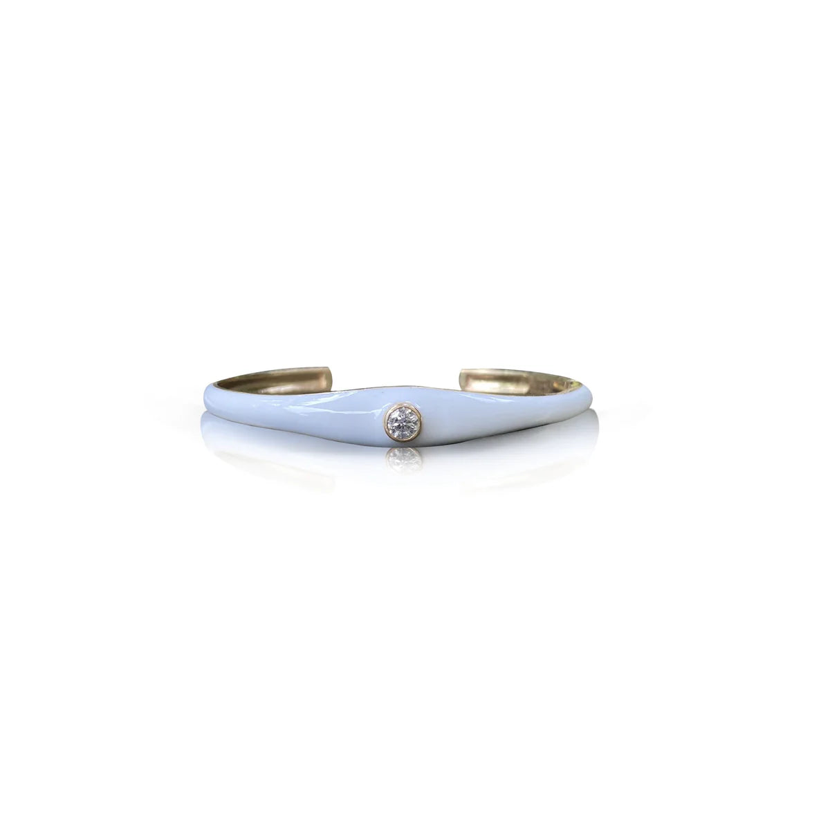 White Enamel Bezel Diamond Bracelet