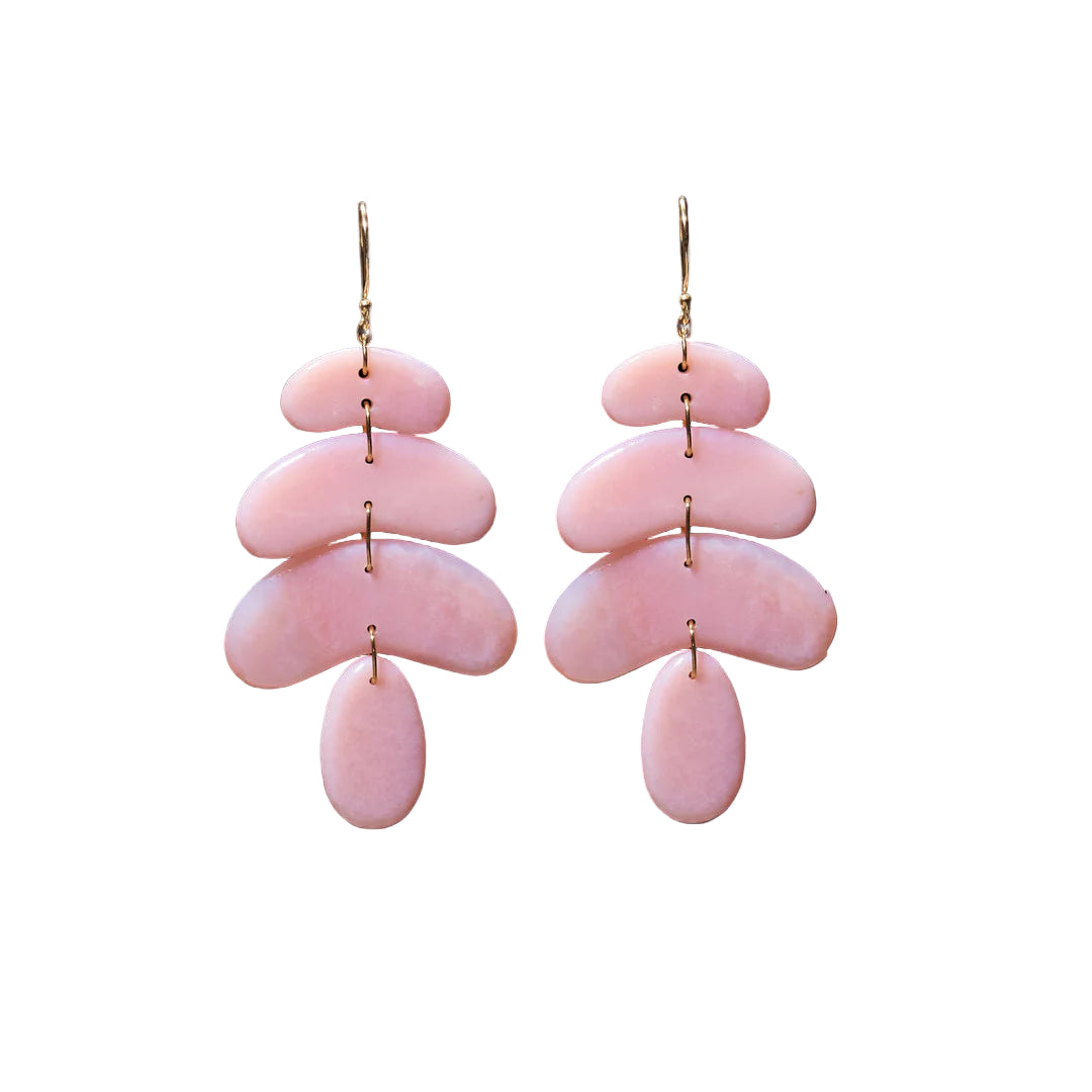 Small Flat Totem Pink Opal Earring