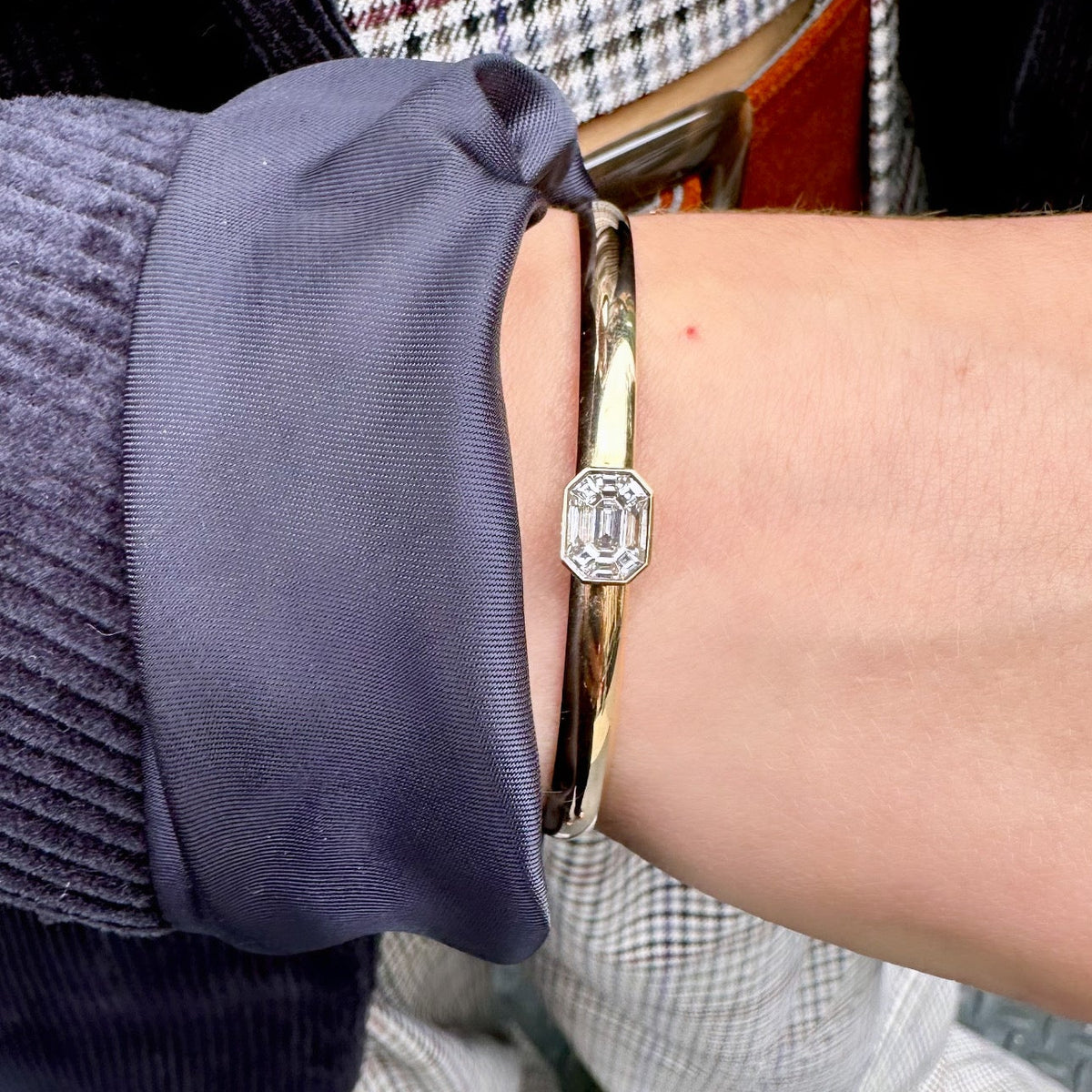 Emerald Cut Bangle Bracelet .35