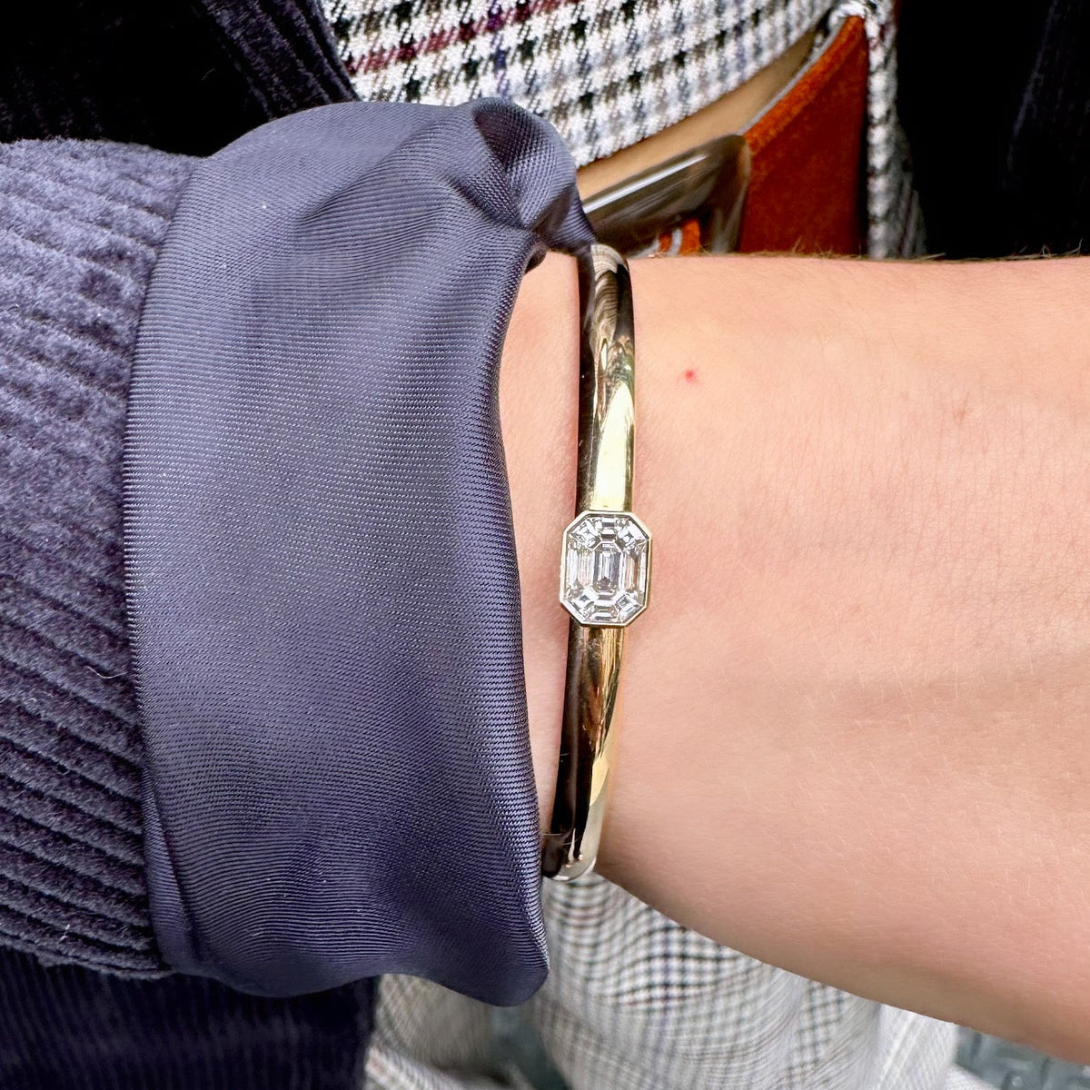 Emerald Cut Bangle Bracelet .70