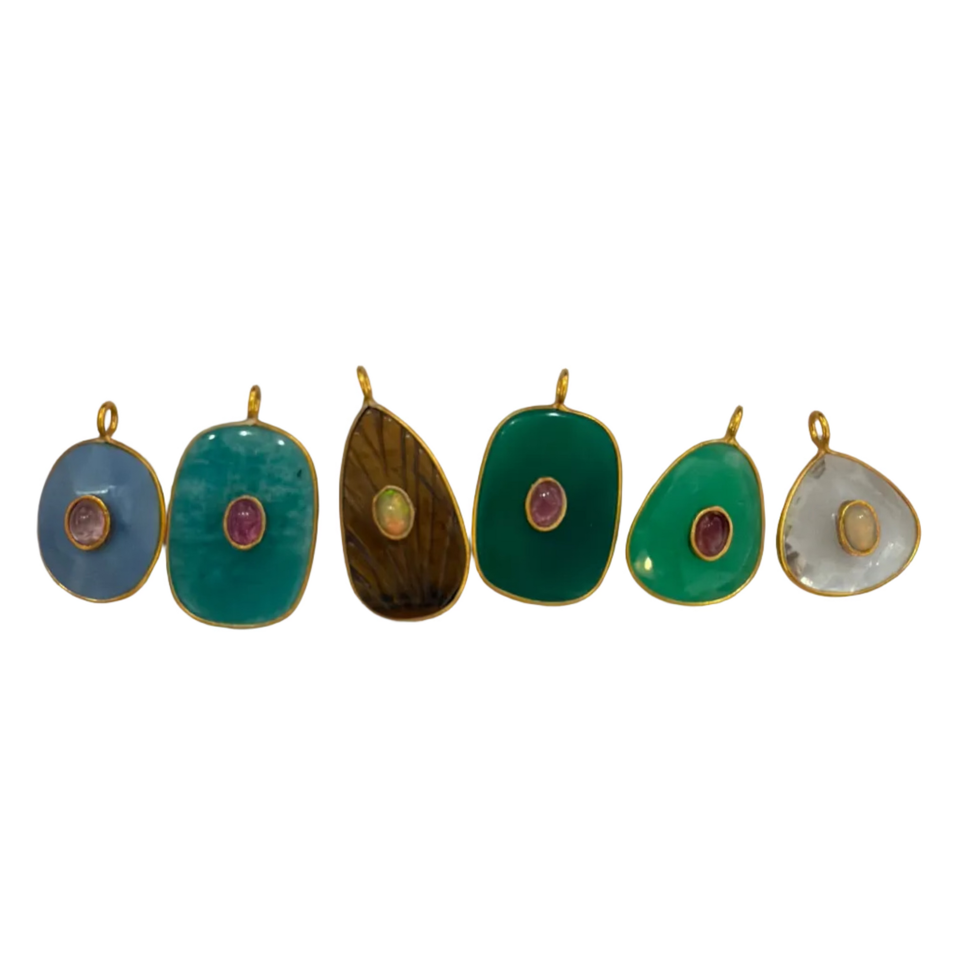 Oval and Teardrop Charms with Crystal Center