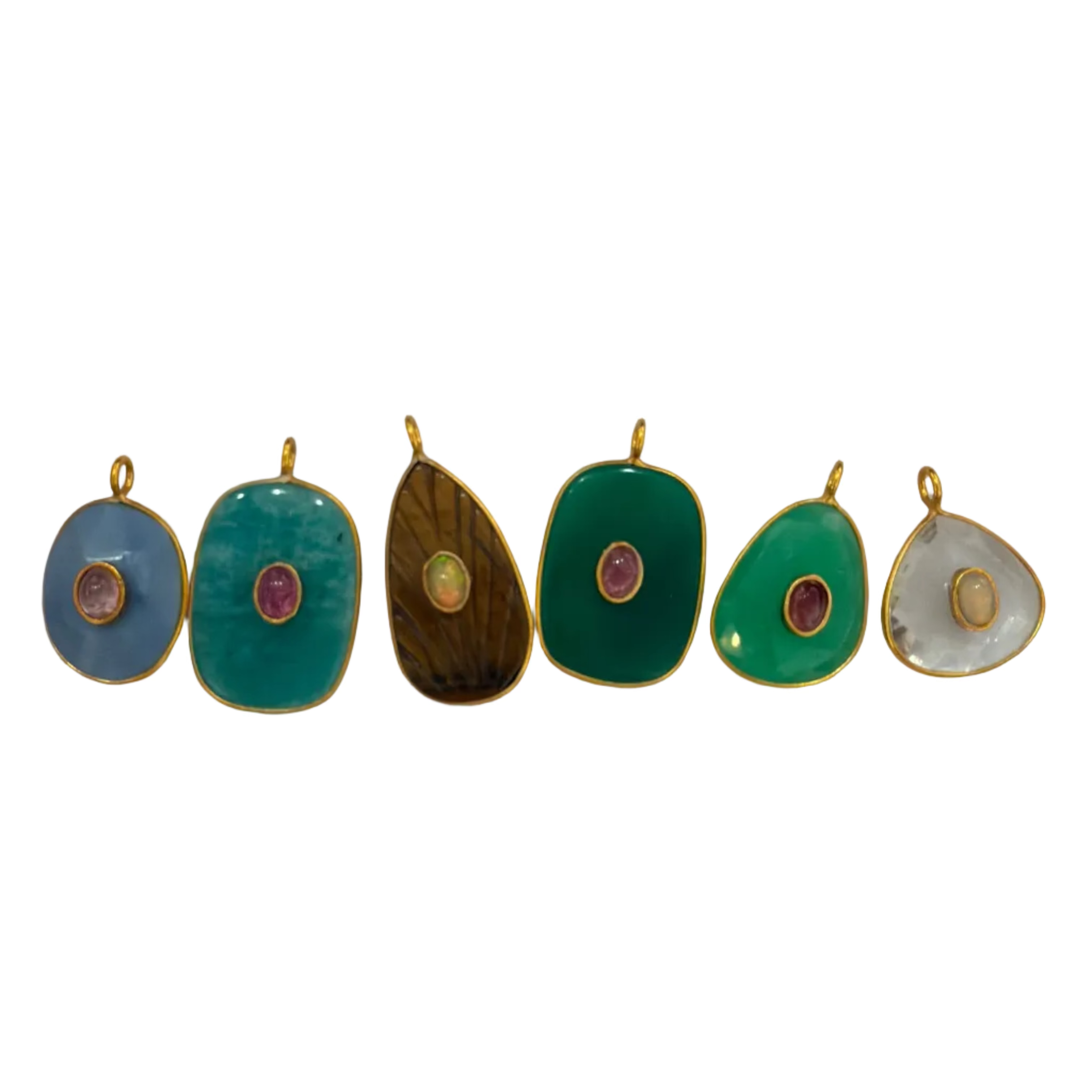 Oval and Teardrop Charms with Crystal Center