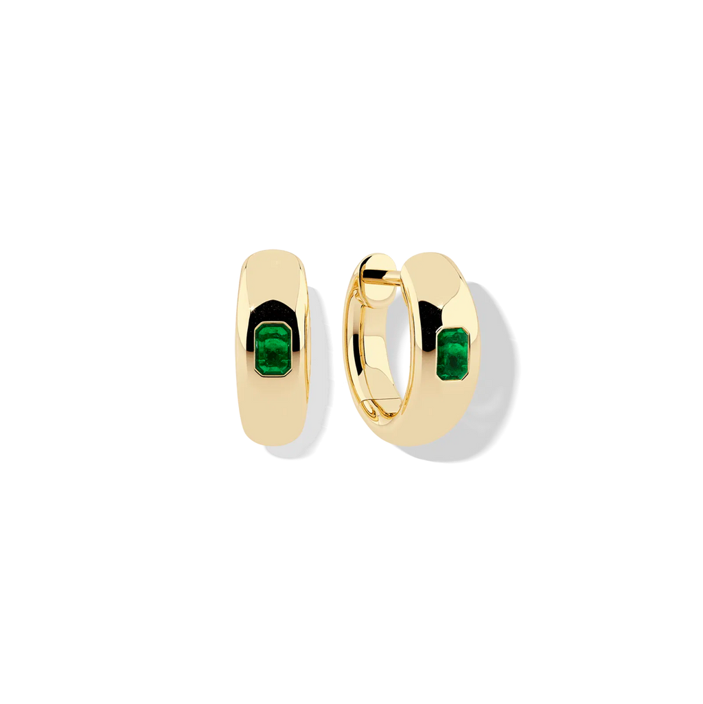 Uno Huggies with Emerald Cut Emerald