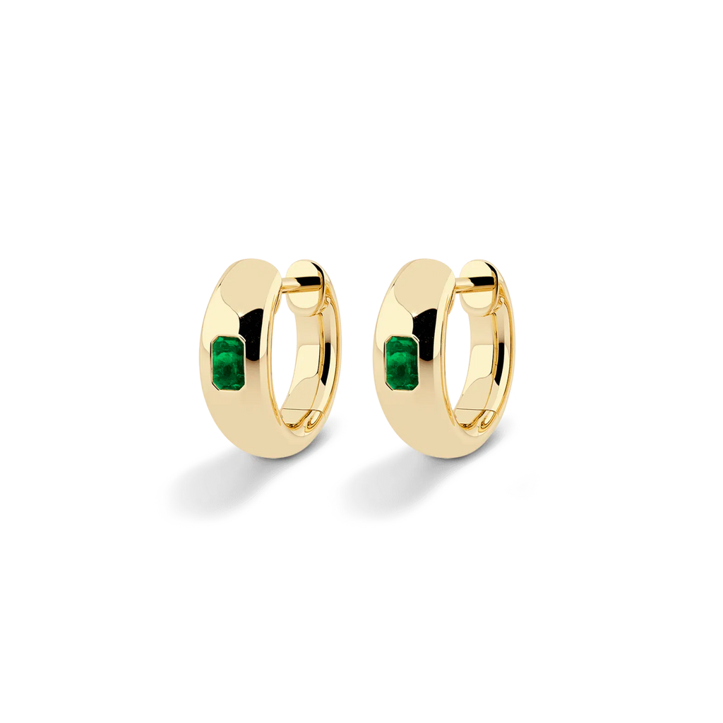 Uno Huggies with Emerald Cut Emerald