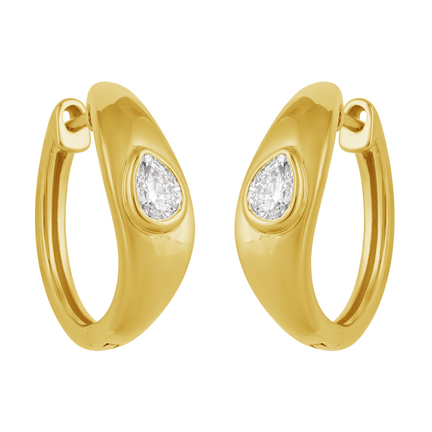 Pear Diamond Wave Hoops