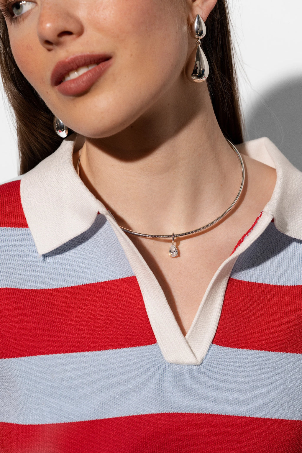 Aura Bangle Necklace - Thin Silver