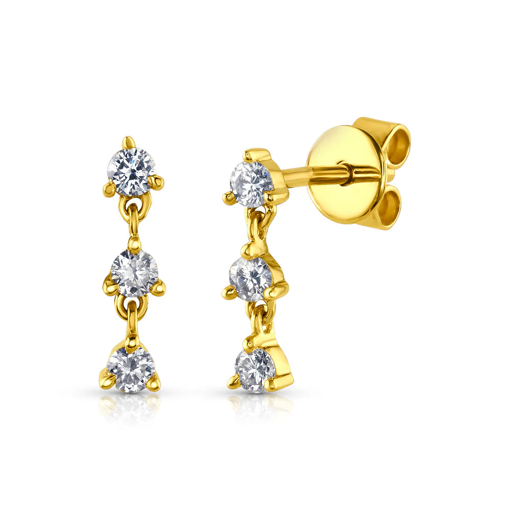 Diamond Triple Drop Earring - Single