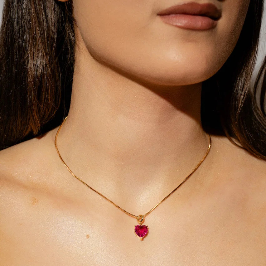 Forever Yours Charm Necklace - Fuchsia