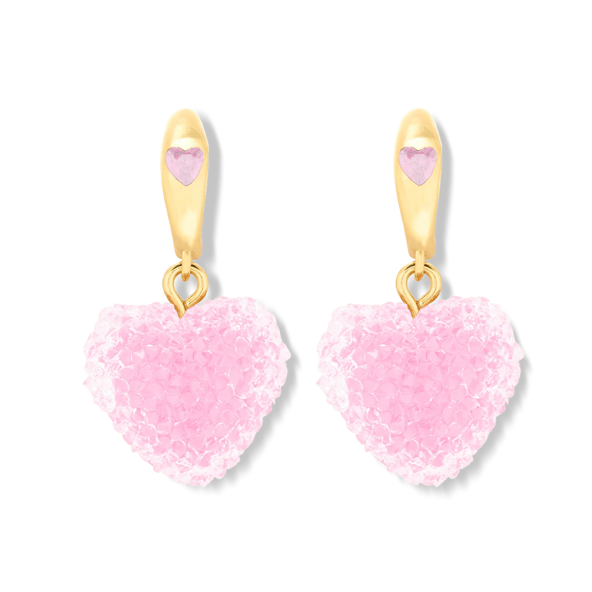 Jelly Heart Mini Hoops - Baby Pink