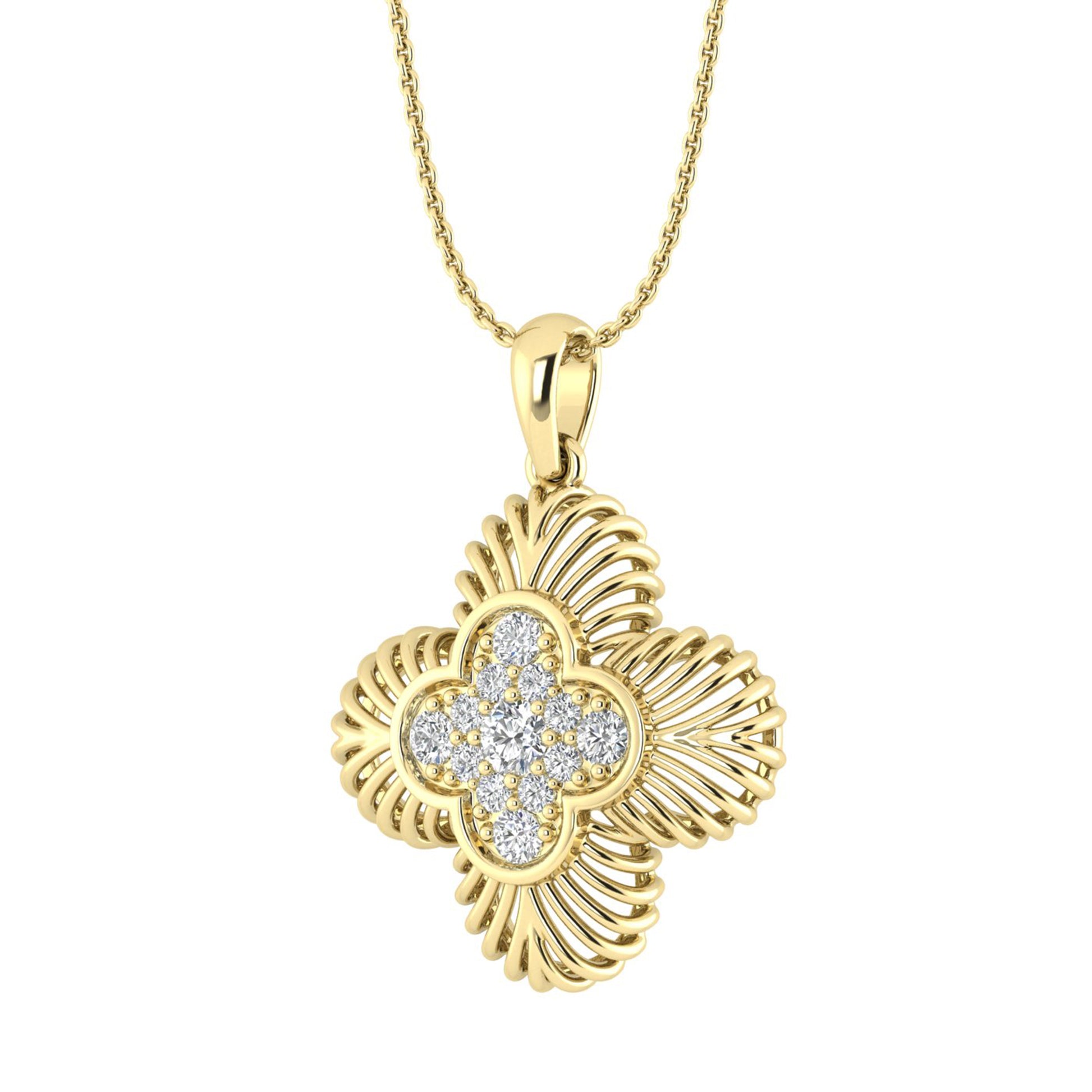 Gold and Diamond Clover Pendant