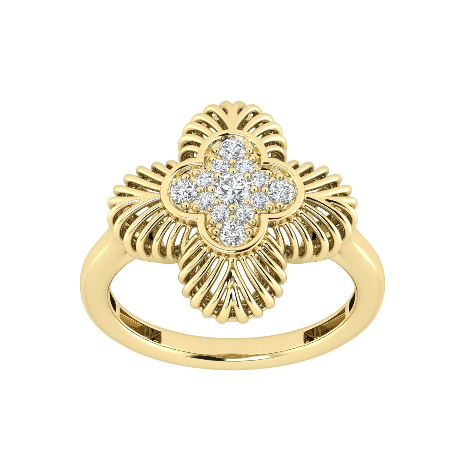 Gold and Diamond Clover Ring