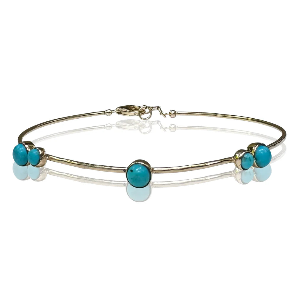 Turquoise Hammered Wire Bracelet