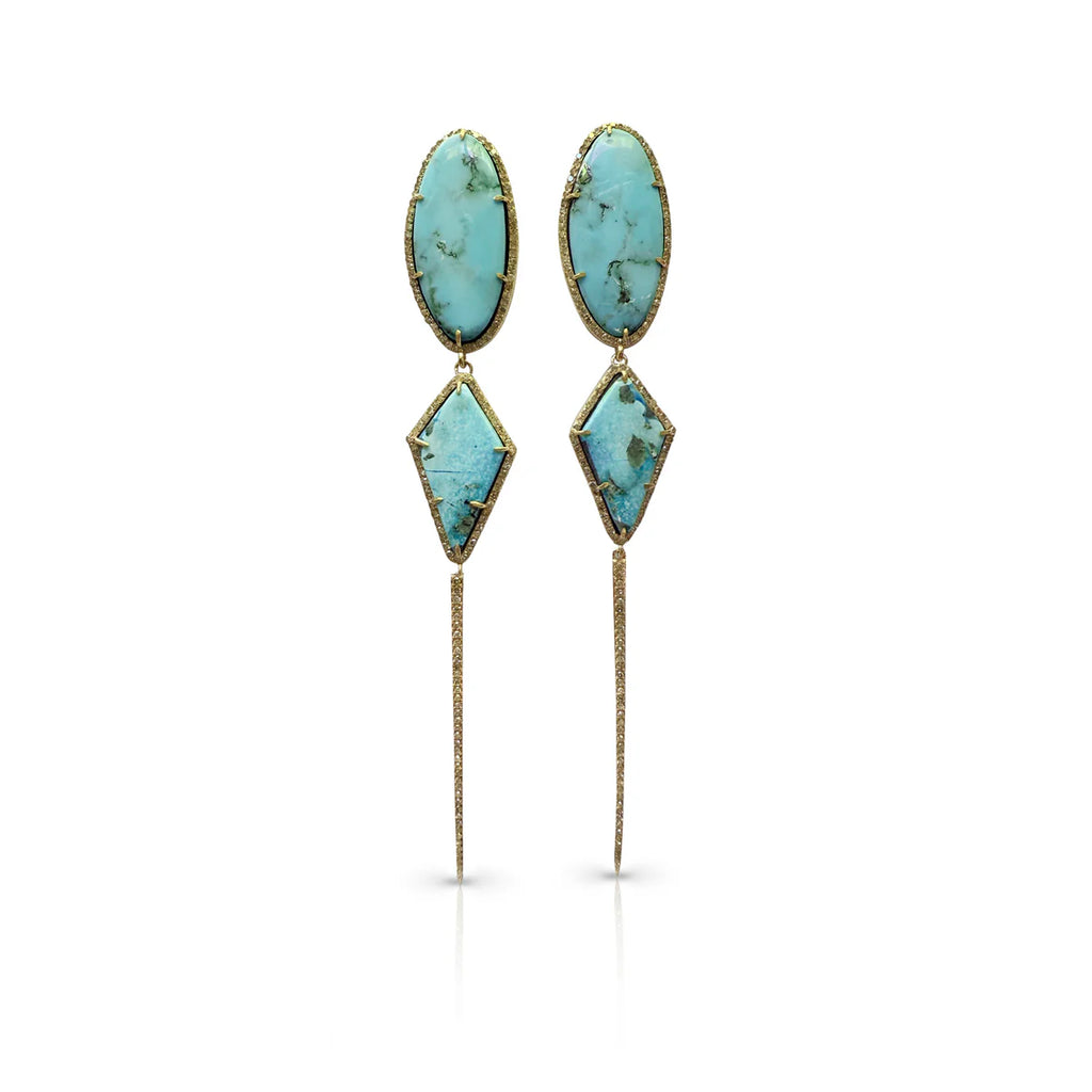 Turquoise Double Drop Earrings with Spike