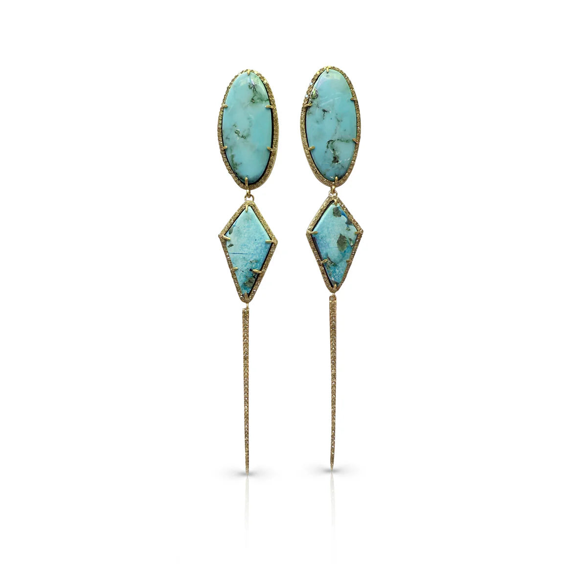 Turquoise Double Drop Earrings with Spike