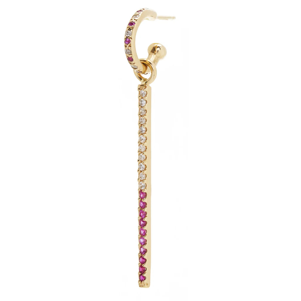 Pavé Bar Charm with Ruby and Sapphire