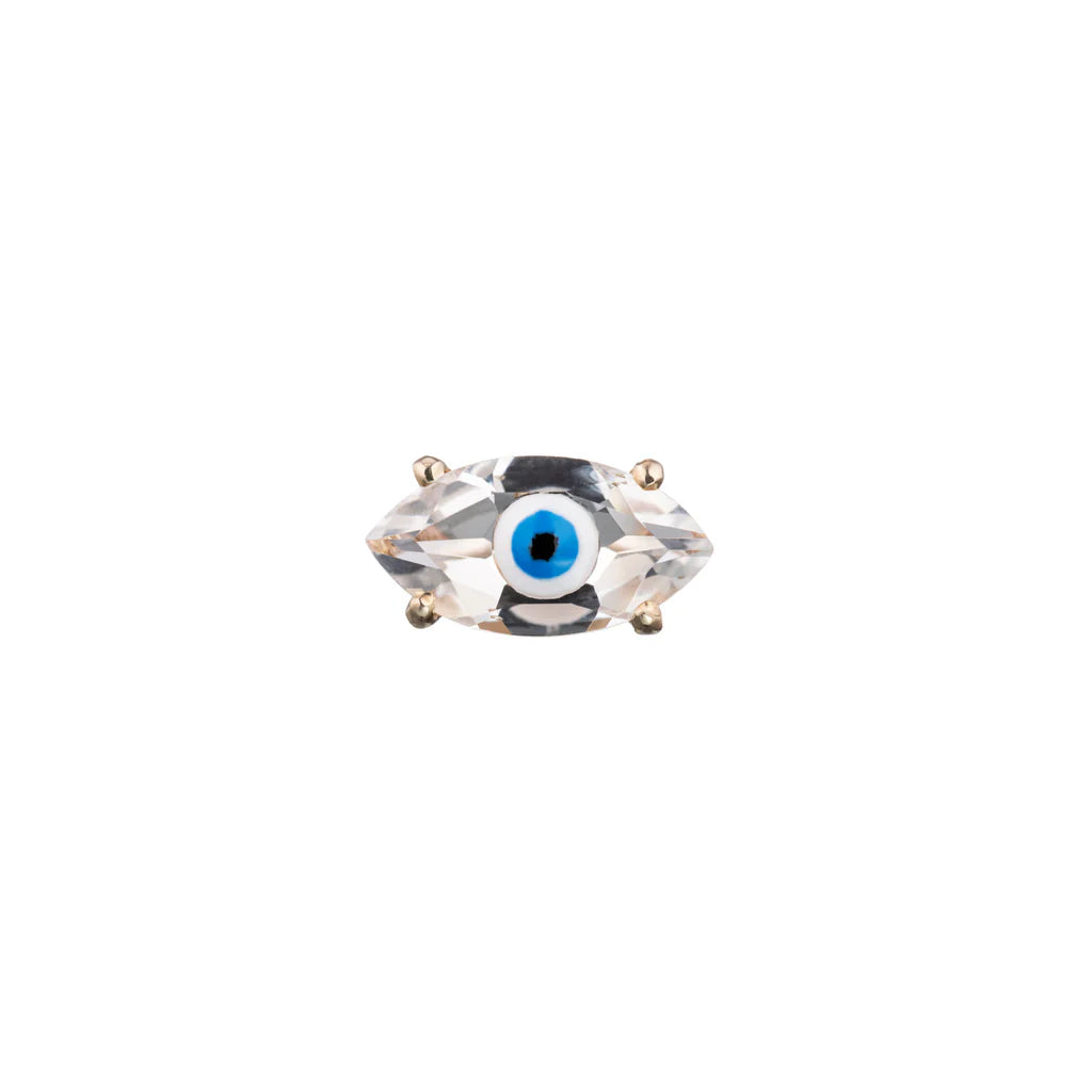 Single Rock Crystal Big Eye Stud