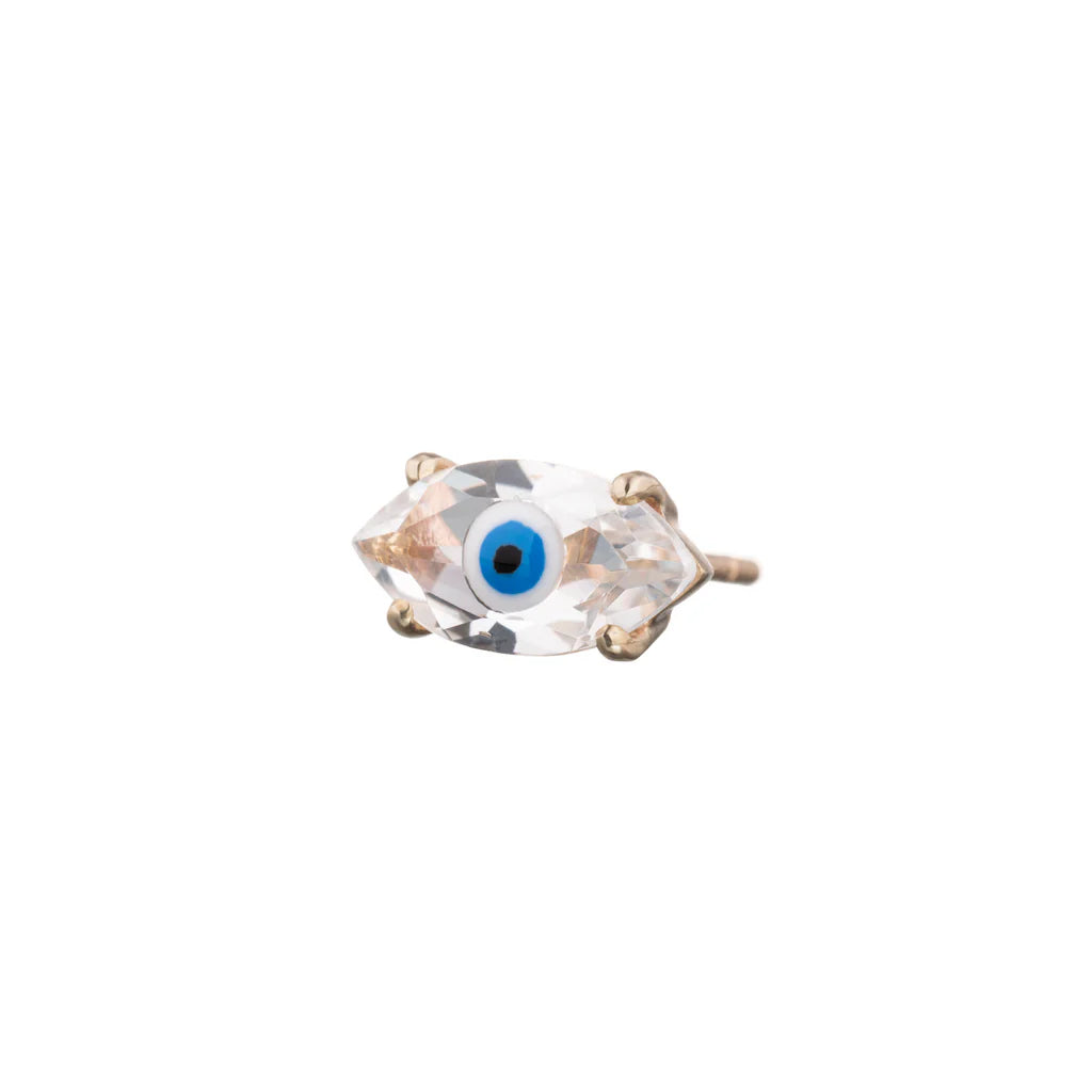 Single Rock Crystal Big Eye Stud