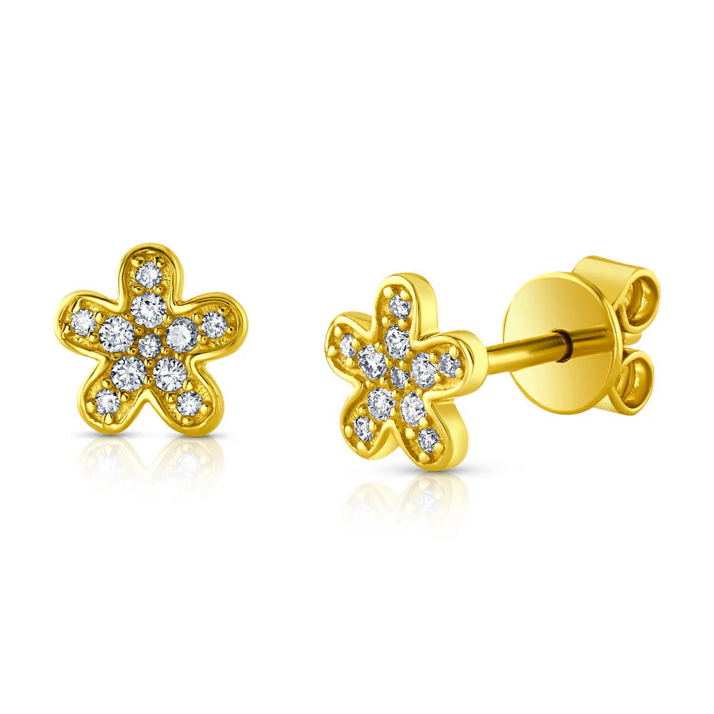 Small Flower Diamond Stud - Single