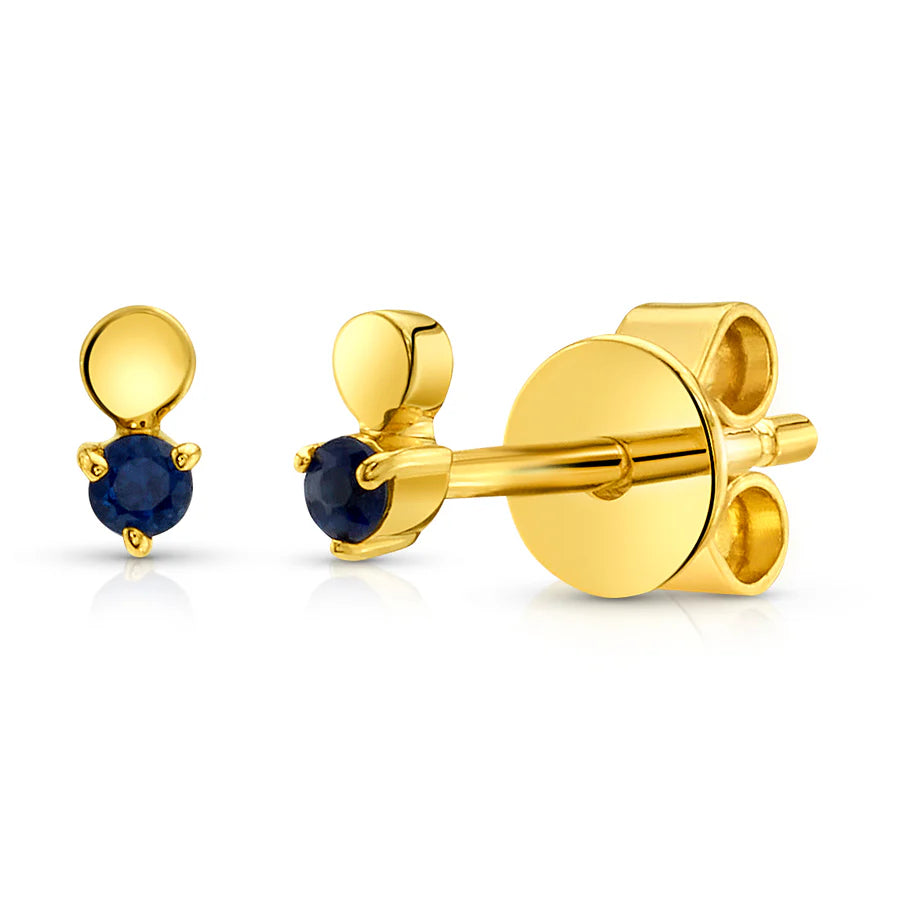 Blue Sapphire & Gold Disc Studs