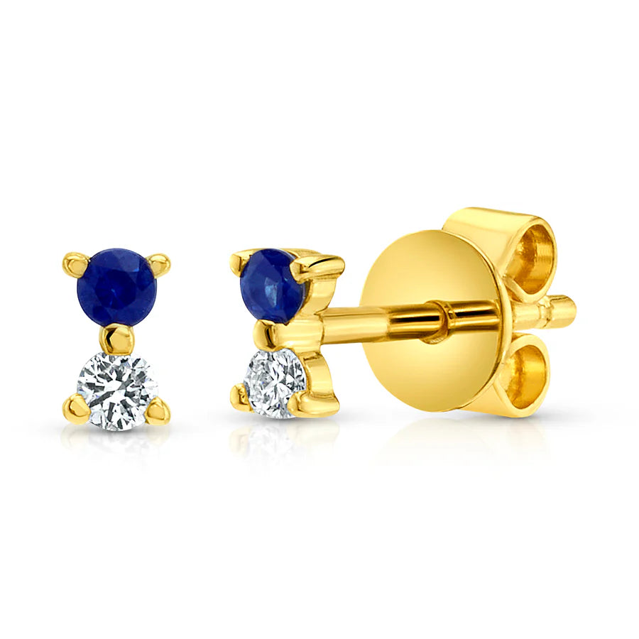 Blue Sapphire & Diamond Studs