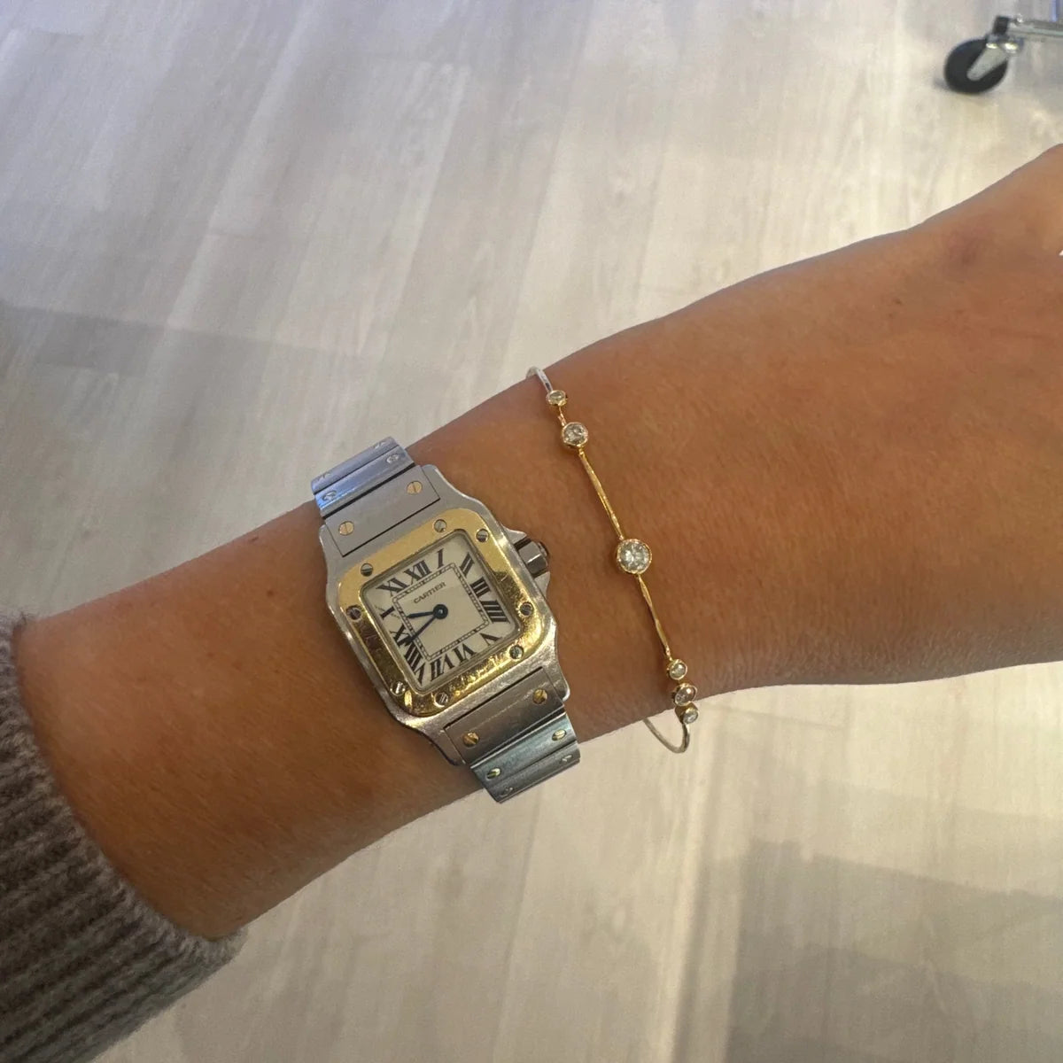 Diamond Hammered Bezel Bracelet - Yellow Gold