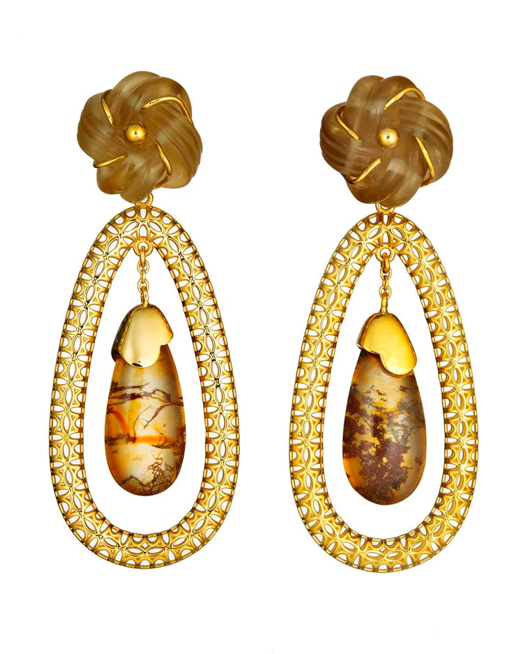 Moss Agate Drop Earrings