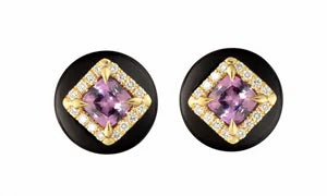 Pink Sapphire - Onyx Stud Earrings (Copy)