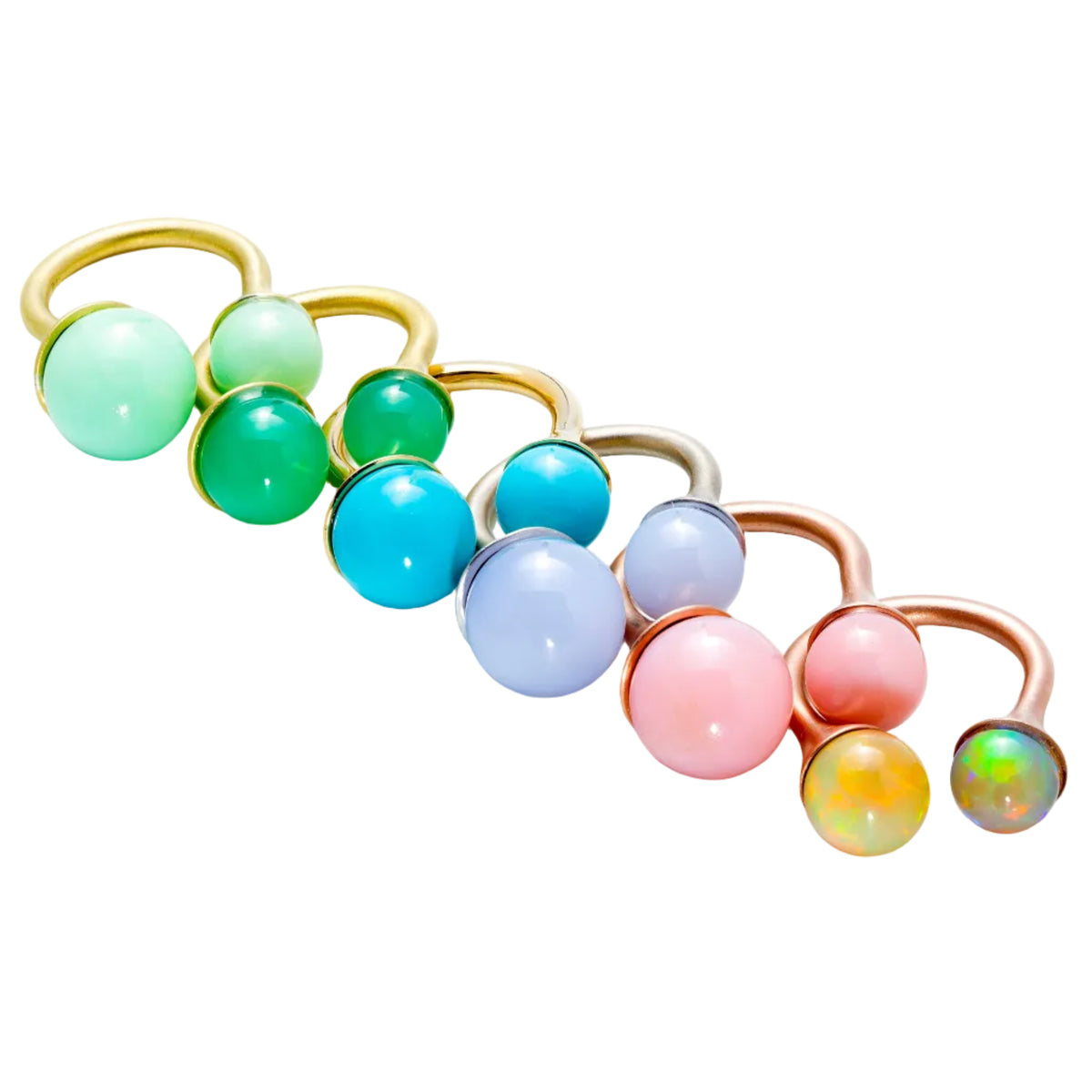Double Tip Ring - Green Chrysoprase