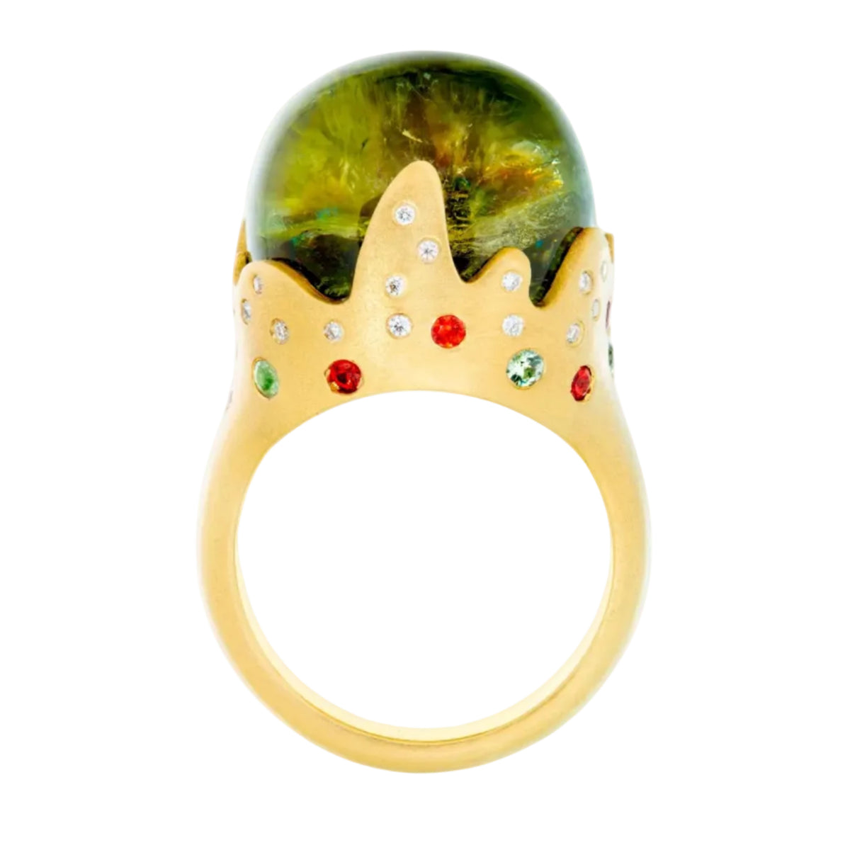 Olive Green Flame Ring