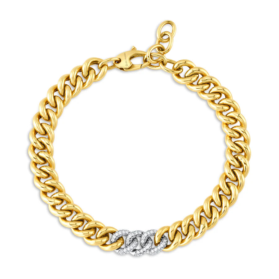 Gilded Gold and White Gold Diamond Chain Bracelet