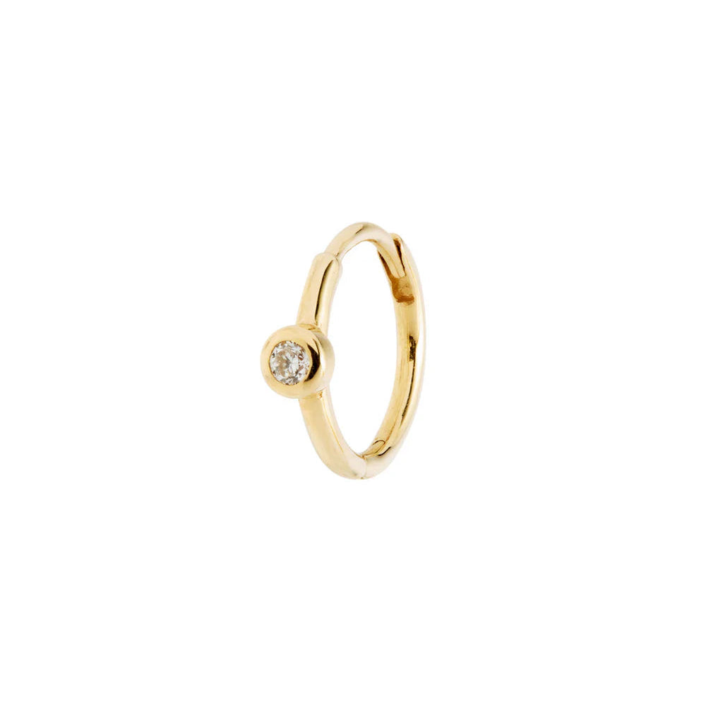 SINGLE Mini Gold Bezel Diamond Hinge Hoop