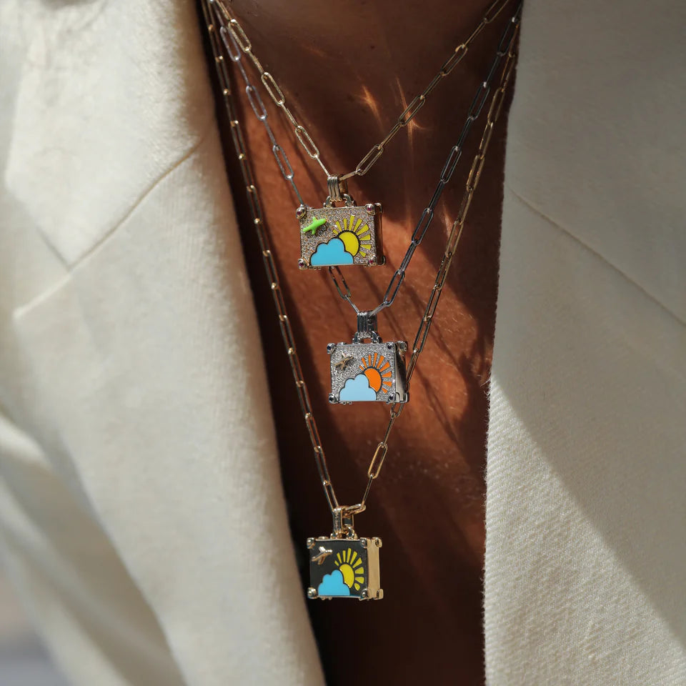 'Diamond Weekend Trip' Suitcase Pendant Necklace
