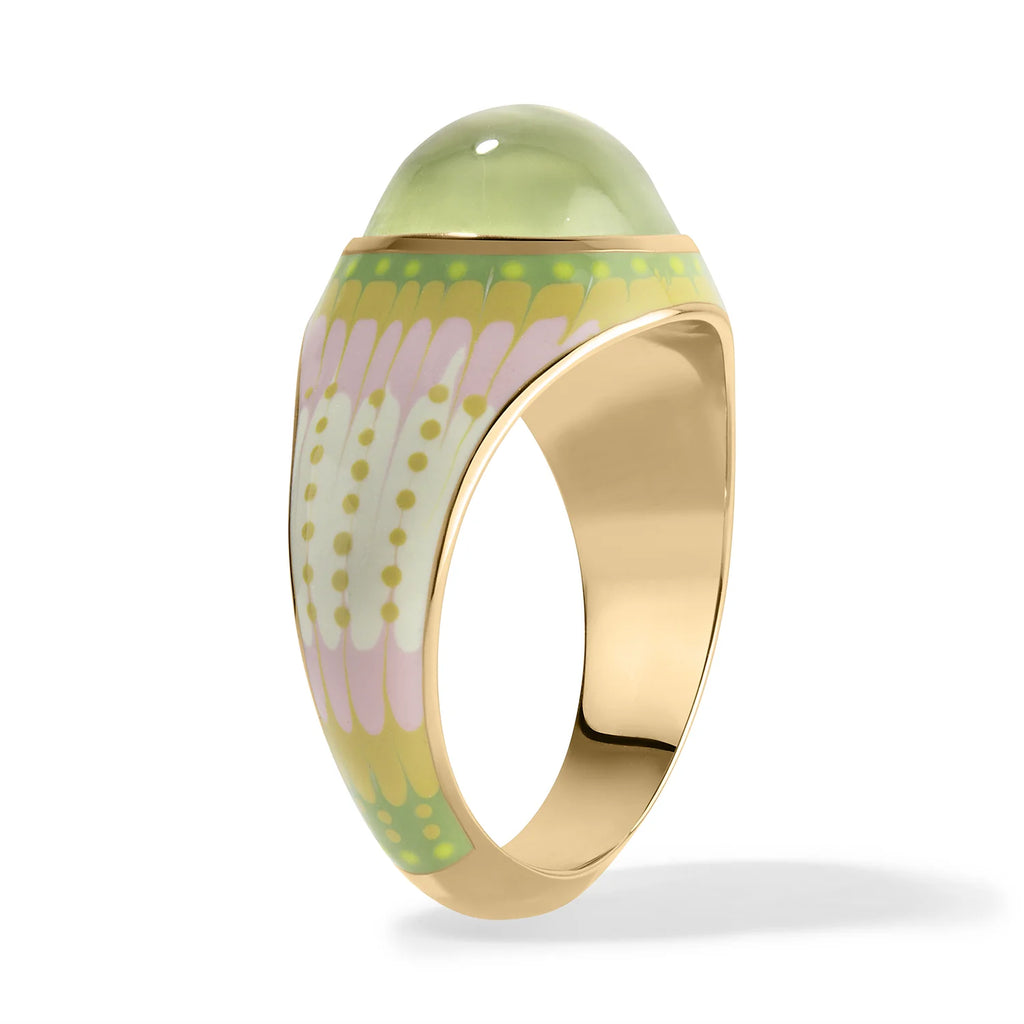 Mood Orb Ring - Green Prehnite