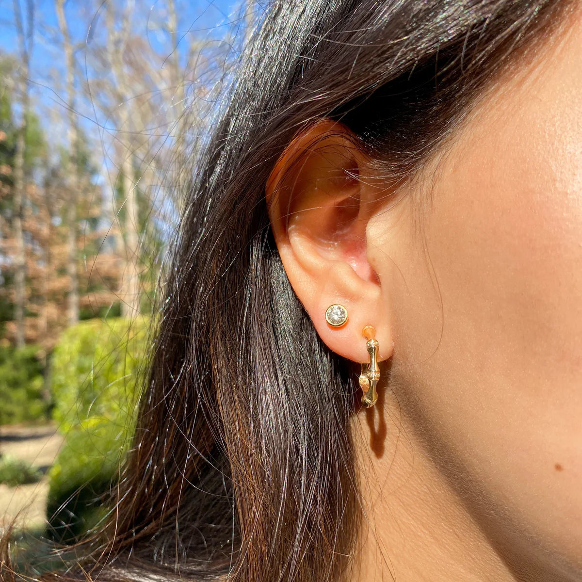 Diamond Bamboo Earrings