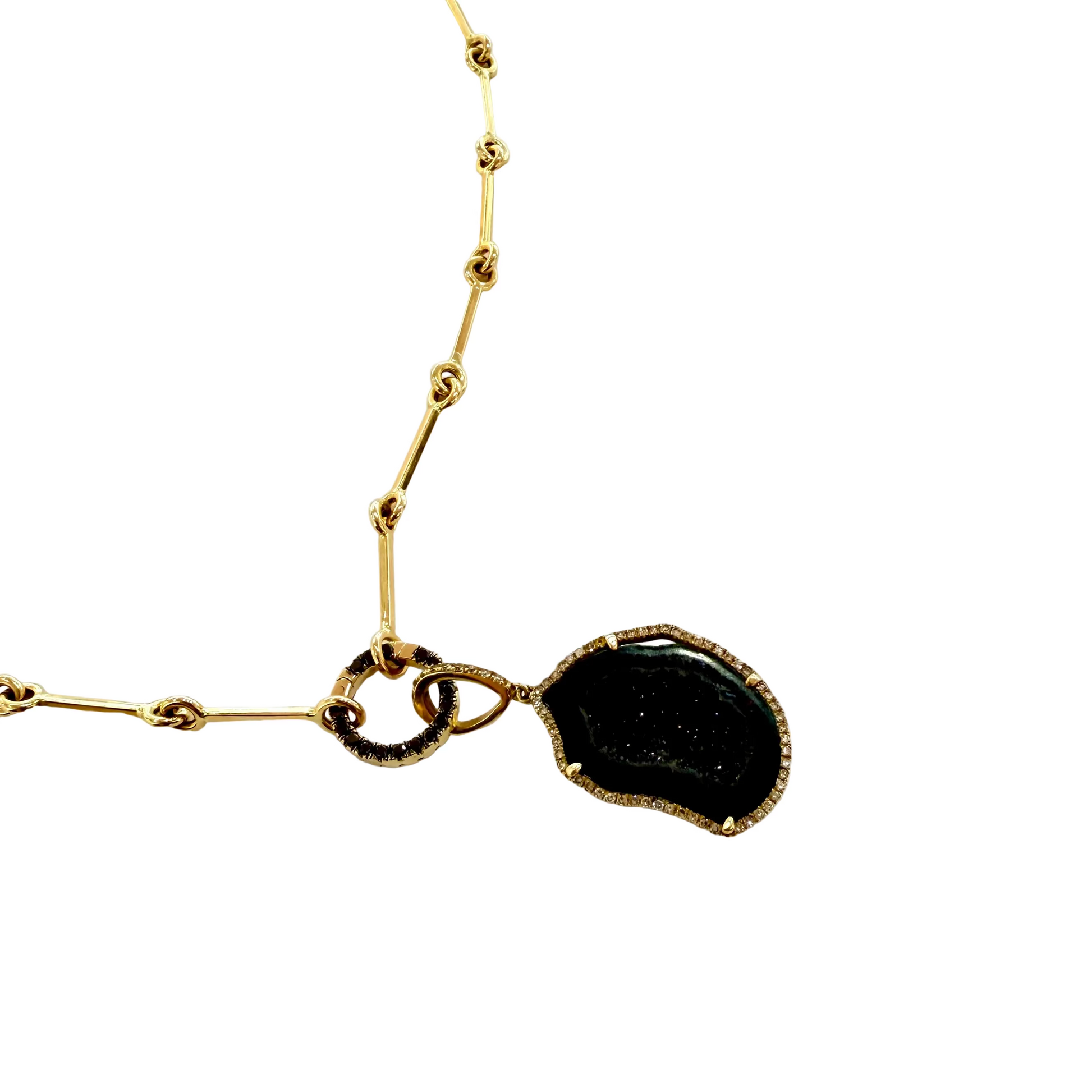 Bone Chain with Charm Holder and Black Geod Charm